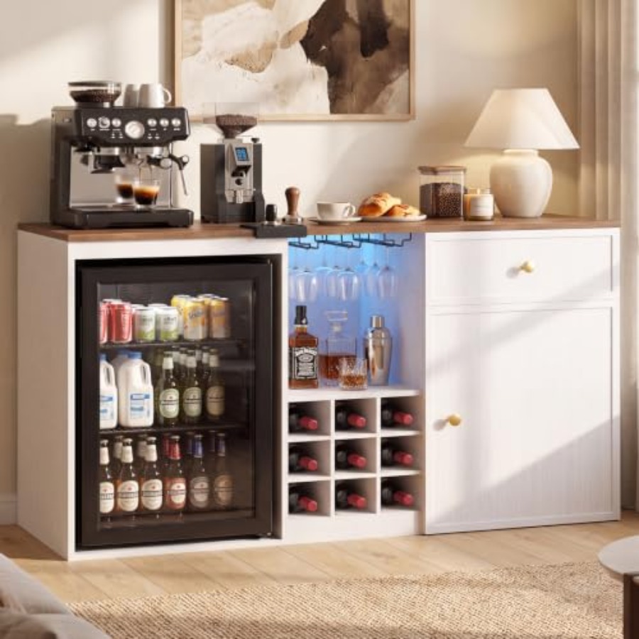 Home Bar And Fridge - Kaffeebar-Schrank mit Kühlfach, 55,2