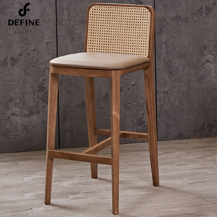 Home Bar Stools - Luxuriöser Amerikanischer Rattan-Barhocker Nordischer Hochstuhl mit