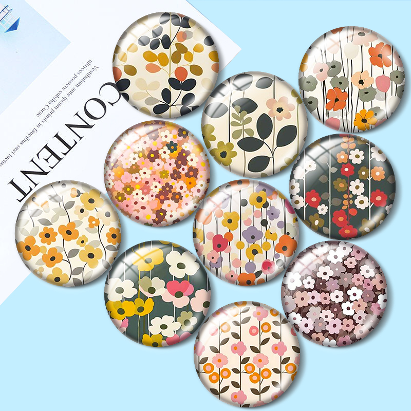 Old Fashioned Glass - Retro-Blumenmuster 12/18/20/25mm Glas-Cabochon-Armbandanhänger, Ringe für Schmuck-Demo,