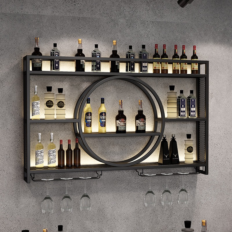 Home Bar Shelves - Bar-Weinregal, wandmontierter Weinschrank, Barregal, Wein-Präsentationsregal für