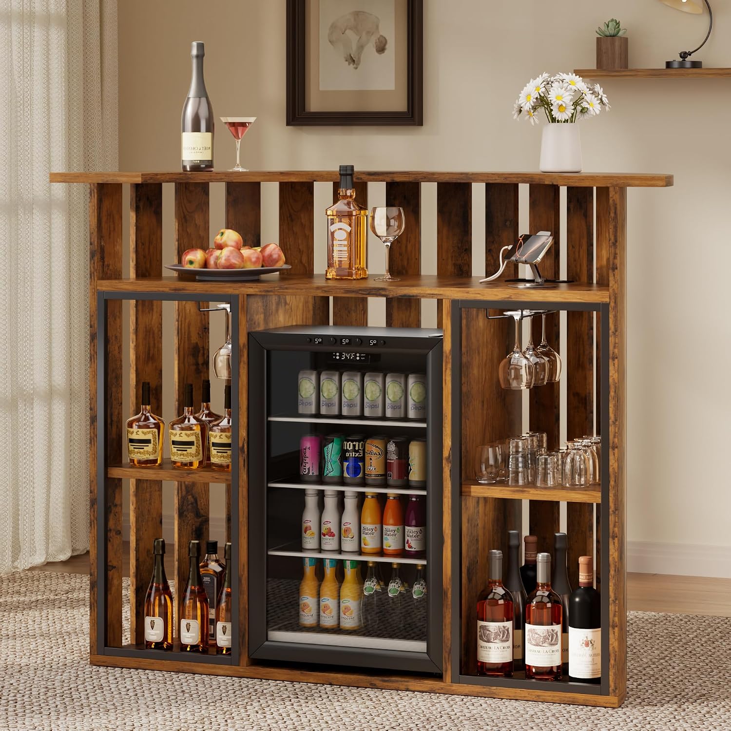 Rustikaler Holzbarschrank, 4-s – Home Bar And Fridge Bewertung und Preis